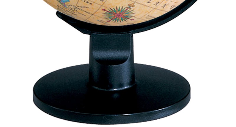 Replogle Trekker 6" Diameter Up to Date Cartography, with , Antique Globe Ball and Sturdy Plastic Base. This rotating desktop globe encompasses all the countries and geographic landmasses of the world. It is 6" wide with a plastic base and a smooth spinning action. A perfect desktop accessory for a worldly executive, a gift for a curious geography loving child, or an accouterment to any household setting. - Image 2
